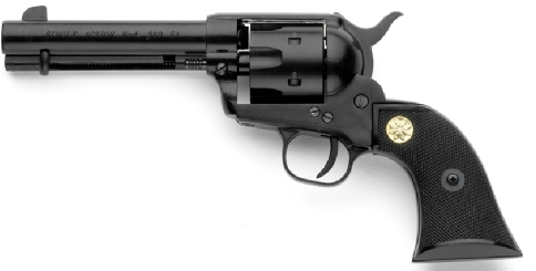 1873 Fast Draw Model Blank-Firing Replica Revolver, Black with black checkered grips.