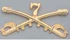 Crossed Sabers 7th Cavalry Insignia, brass