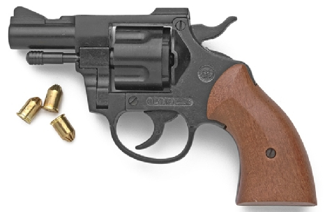 Olympic .357 Magnum-type Blank Firing Pistol, 2.5 inch barrel, black, wood grips