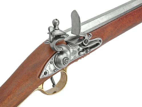 Closeup of Brown Bess flintlock mechanism