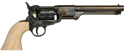 Griswold and Gunnison Confederate pistol, antiqued blued with mock ivory grips.