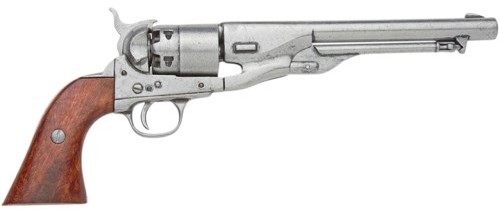 1860 Army revolver, grey, wood grips.