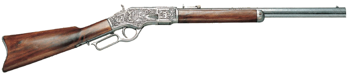 1873 Lever-action Repeating Rifle, engraved grey receiver.