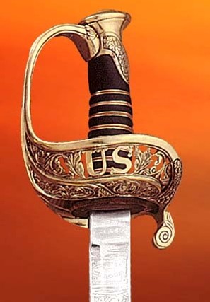 Closeup of the hilt of 1850 U.S. Staff and Field Officer Replica Saber