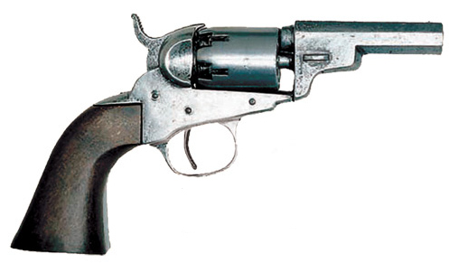 1862 Navy Pocket Pistol, grey  finish, wood grips.